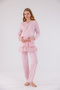 Powder Special Lace Design Cotton Maternity Pajamas Set and Nightgown 4-Piece Set - 7