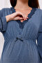 Anthracite Melange Collar Lace Cotton Maternity Pajamas Set of 2 - 4