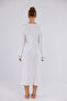 Ecru Long Sleeve Cotton Maternity Nightgown with Ruffles - 4