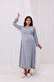 Gray Double Breasted Cotton Maternity Nightgown with Breastfeeding Features Set of 2 - 3