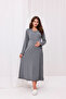 Smoked Double Breasted Cotton Maternity Nightgown with Breastfeeding Feature - 5