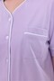 Women's Lilac Piping Front Buttoned Cotton Short Sleeve Pajama Set - 5
