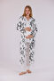 Ecru Patterned Lace Detailed Design Full Length Maternity Pajama Set with Dressing Gown, 3-Piece Maternity Pajama Set