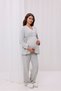 Beige Melange Collar Lace Cotton Maternity Pajamas Set of 2