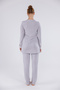 Gray Special Lace Long Sleeve Cotton Maternity Pajama Set - 4