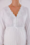 Ecru Lace Detailed Cotton Maternity Nightgown with Nursing Feature - 5