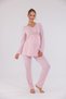 Powder Velvet Shawl Collar Lace Design Maternity Pajamas Set of 3 - 8