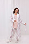 Powder Plaid Patterned Cotton Maternity Maternity Pajama Set with Breastfeeding Features 3-Piece Pajama Set