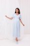 Blue Lace Detailed Long Dressing Gown Maternity Nightgown-Dressing Gown Set of 2 - 2
