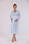 Blue Patterned Long Sleeve Cotton Maternity Pajama Set and Nightgown 4-Piece Set - 7
