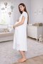 Ecru Fisto Linen Special Design Cotton Maternity Nightgown - 5
