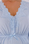 Blue Patterned Lace Detailed Long Sleeve Cotton Maternity Nightgown-Dressing Gown Set of 2 - 7