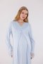 Blue Special Lace Design Cotton Maternity Pajamas Set and Nightgown 4-Piece Set - 5