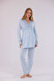 Blue Lace Detailed Nursing-Friendly Cotton Maternity Pajama Set - 5