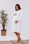 Ecru Double-Breasted Lace Trimmed Cotton Long Sleeve Maternity Nightgown-Dressing Gown Set of 2 - 8