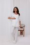 Ecru Long Pajamas with Sleeves and Collar Lace Maternity Maternity Pajamas Set of 3 - 5