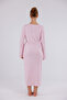 Powdered Lace Long Sleeve Cotton Maternity Nightgown - 4
