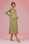 Green Long-Sleeved Cotton Full-Length Maternity and Postpartum Nightgown/Robe Set (2 Pieces) - 2