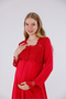 Cherry Special Lace Design Cotton Long Sleeve Maternity Pajamas Set and Nightgown 4-Piece Set - 5