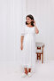 Ecru Sleeve and Collar Lace Design Maternity Nightgown - 3