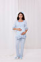 Blue Sleeve and Collar Lace Design Cotton Maternity Pajamas Set - 4
