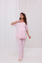 Powder Sleeve and Collar Lace Long Pajamas Maternity Maternity Pajamas Set of 3 - 7