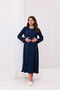 Navy Blue Double Breasted Cotton Maternity Nightgown with Breastfeeding Feature - 3