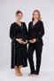 Black Piping Long Sleeve Cotton Maternity Pajama Set and Nightgown 4-Piece Set