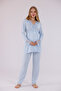 Blue Lace Detailed Nursing-Friendly Cotton Maternity Pajama Set - 2
