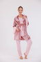 Powder Velvet Shawl Collar Lace Design Maternity Pajamas Set of 3 - 5