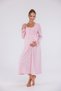 Powder Special Lace Long Sleeve Cotton Full Length Maternity Nightgown-Dressing Gown Set of 2 - 4