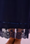 Navy Blue Sleeve and Collar Lace Design Maternity Nightgown - 5