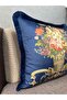 Imported Silk Velvet Tasseled Damask Pattern Navy Blue Throw Pillow Cover (DOUBLE SIDED PATTERN) - 7