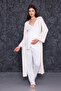 Ecru Strap Breastfeeding Featured Maternity Maternity Pajamas Set of 3 - 5