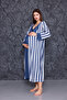 Navy Blue Striped Strap Maternity Nightgown-Dressing Gown and Pajama Set Set of 4 - 5