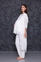 Ecru Fisto Linen Maternity Maternity Pajama Set with Dress - 5