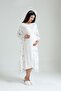 Ecru Floral Patterned Cotton Maternity Nightgown Maternity Nightgown-Dressing Gown Set Set
