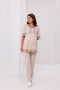 Beige Sleeve and Collar Lace Design Cotton Maternity Pajama Set - 3