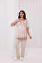 Beige Sleeve and Collar Lace Design Cotton Maternity Pajama Set - 4