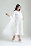 Ecru Double Breasted Lace Patterned Maternity Nightgown-Pajamas Set Set - 5