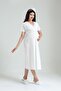 Ecru Double Breasted Lace Patterned Maternity Nightgown-Pajamas Set Set - 8