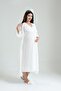 Ecru Double Breasted Lace Patterned Maternity Nightgown-Pajamas Set Set - 7
