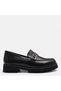 LARGE SIZE WOMEN LOAFER SHOES GENUINE LEATHER BLACK LEATHER - 4
