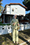 Women's Self-Patterned Collared Cape and Waist-Tied Suit in Pistachio Green - 6
