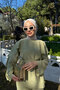Women's Self-Patterned Collared Cape and Waist-Tied Suit in Pistachio Green - 2