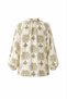 Cream patterned tie-dye detailed long sleeve comfortable cut blouse - 6