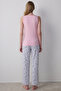 Mix Pink Tank Top Cotton Pyjama Set - 4