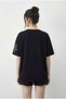 Women's Black Beaded Stone Embroidered Floral Patterned Sleeve Detailed Crew Neck T-Shirt 2107 60283972 - 5