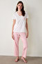 Mix Pink Floral Pattern Cotton V Neck Short Sleeve Pyjamas Set Pajama Set
