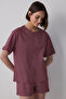 Bordeaux Freya Plaid Cotton Crew Neck Short Sleeve Shorts Pyjamas Set Pajama Set